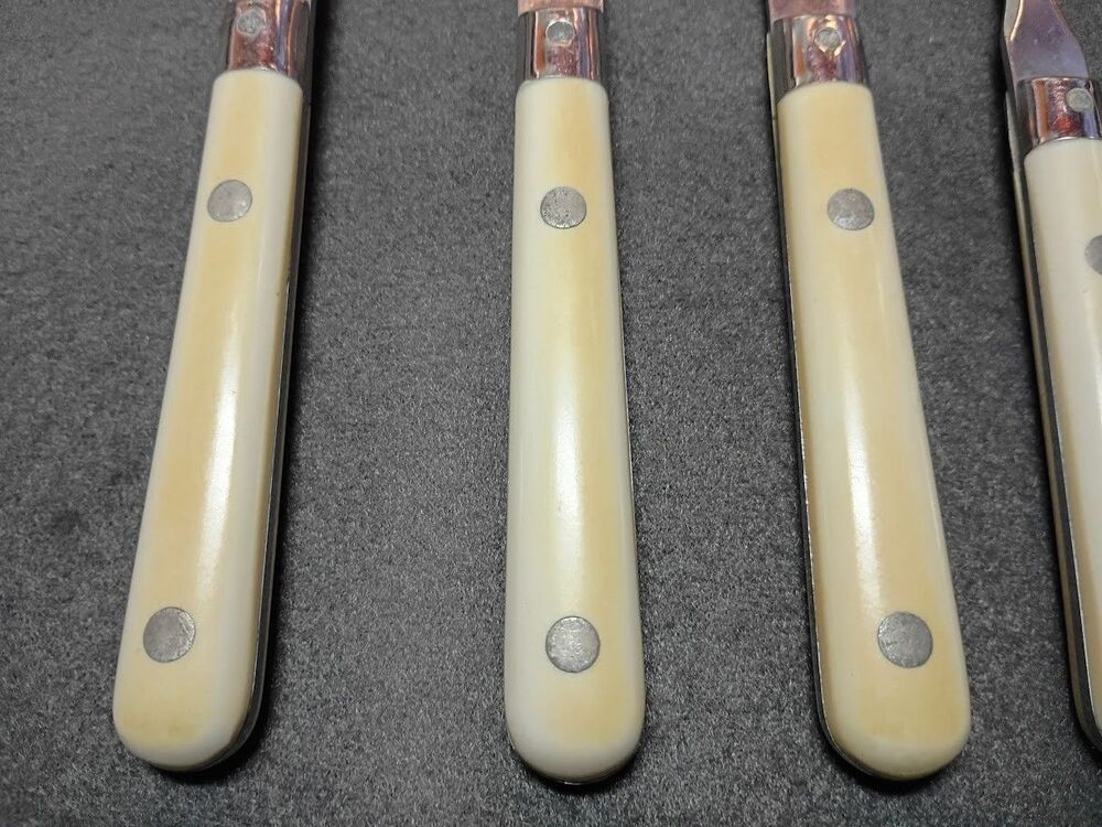WF Mardi Gras Stainless Flatware Korea Ivory Handle 7pc Fork Spoon Set Vintage - Picture 9 of 10